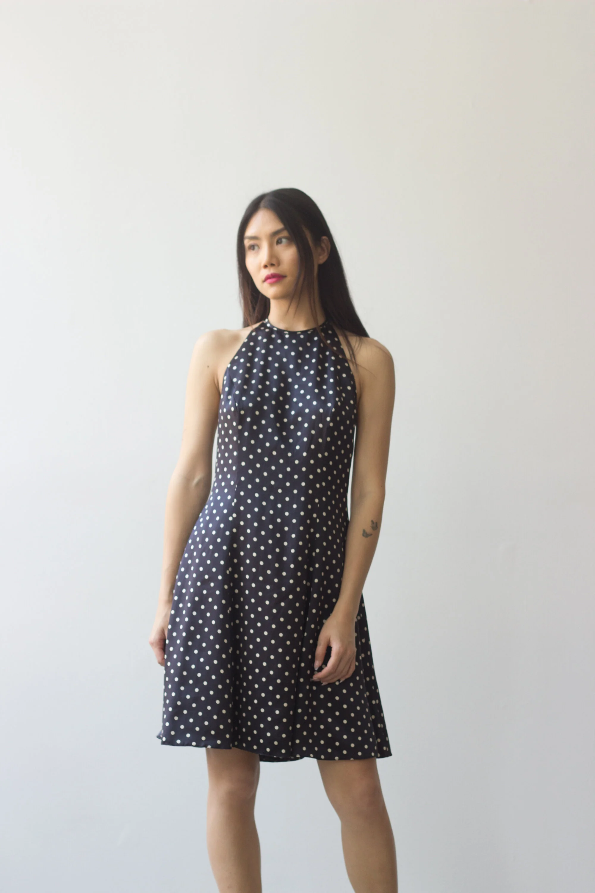 1990s Ralph Lauren Purple Label Silk Charmeuse Halter Dress